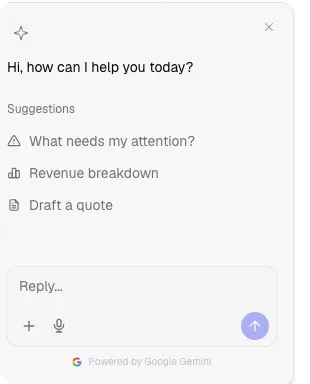 Talvo Copilot answering a question about revenue